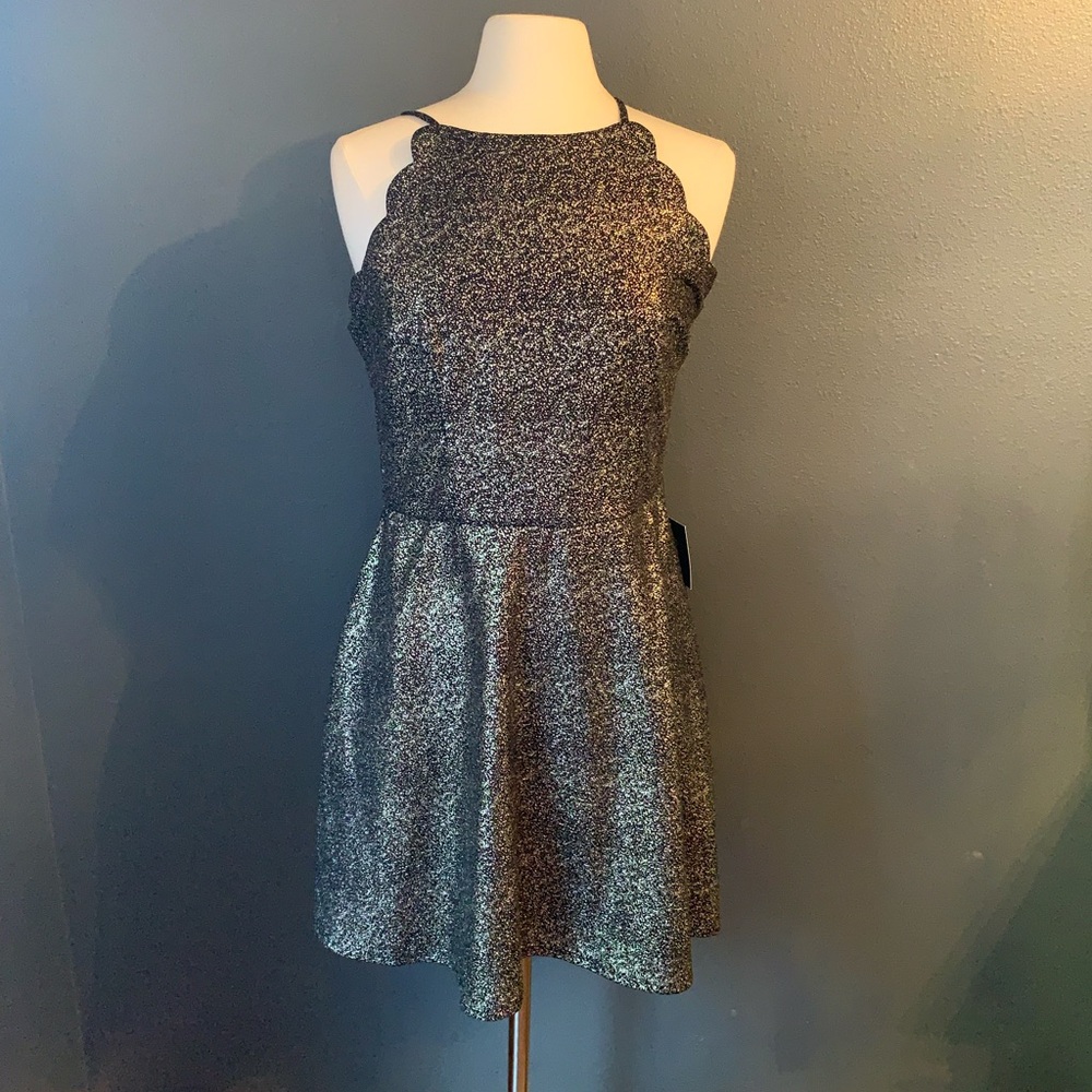 Iz Byer Glittery Black Sleeveless Dress